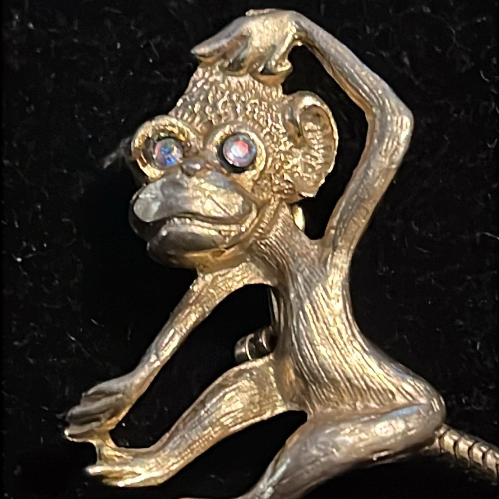 Gold Monkey Brooch - image 3